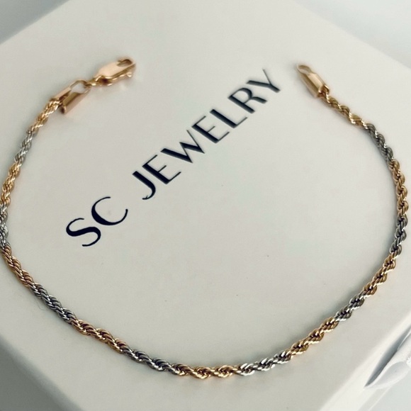 Thin Rope Bracelet Gold & Silver Color | 18k Gold Plated Luxury Jewelry - Picture 2 of 8